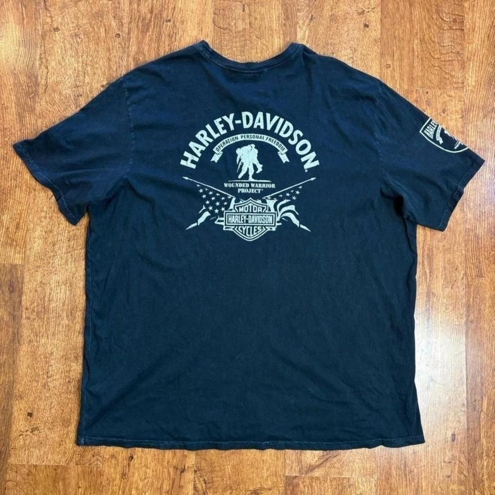 91. Harley Davidson faded black cracked graphic t shirt.